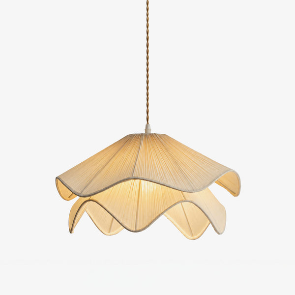 Odette Pendant Lighting, Ruffle Fabric Shade Pendant Light, Hardwired, Bedroom & Dining Room