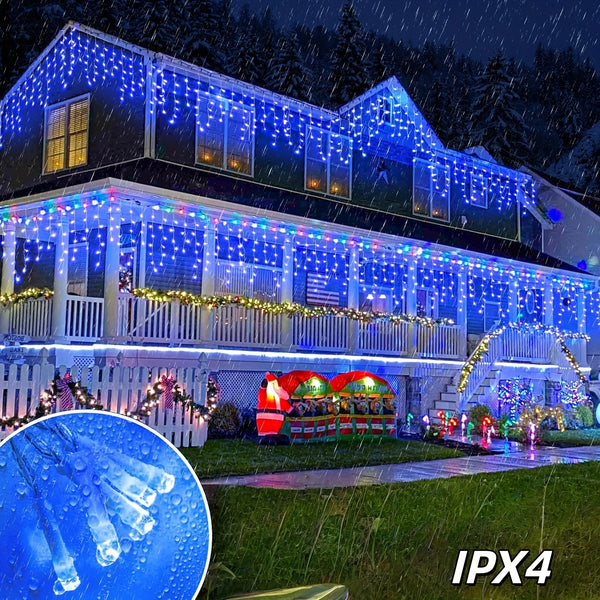 Brina USB Icicle Lights, 102 or 192 LED, 10 Modes, Multicolor or Blue