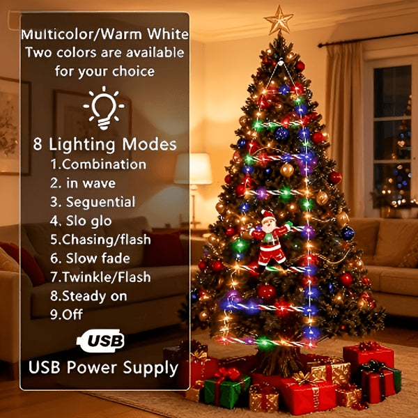 Climbing Santa Ladder Christmas Lights, 8 Modes, USB Powered, 78.7 or 118.1 in