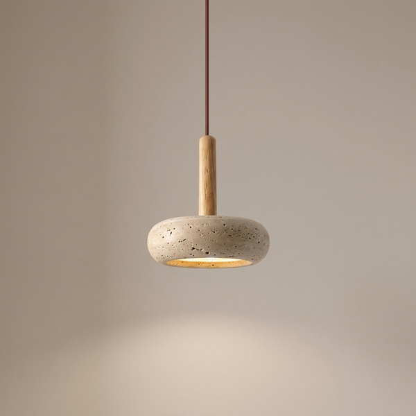 Sorano Island Kitchen Lighting Pendant, Travertine Stone Pendant Light for Dining & Bedside