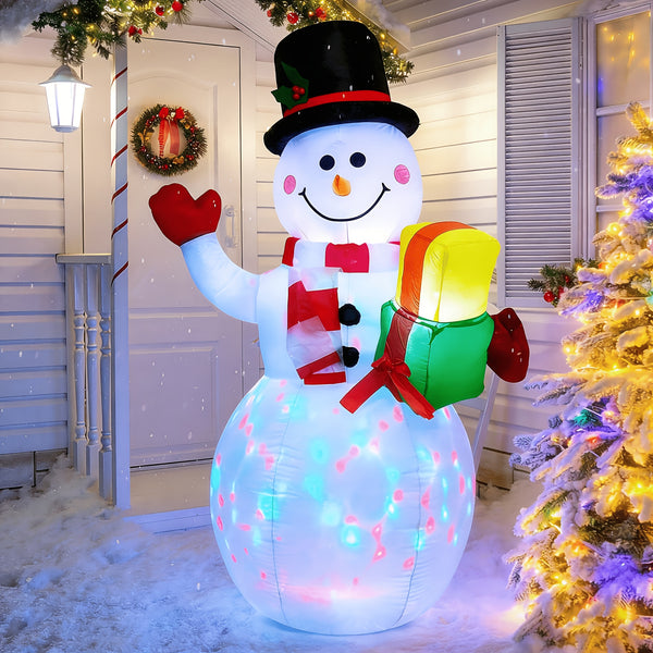 Inflatable Snowman, 5 ft Rotating LED Lights, IP55, Freestanding, Santa Option
