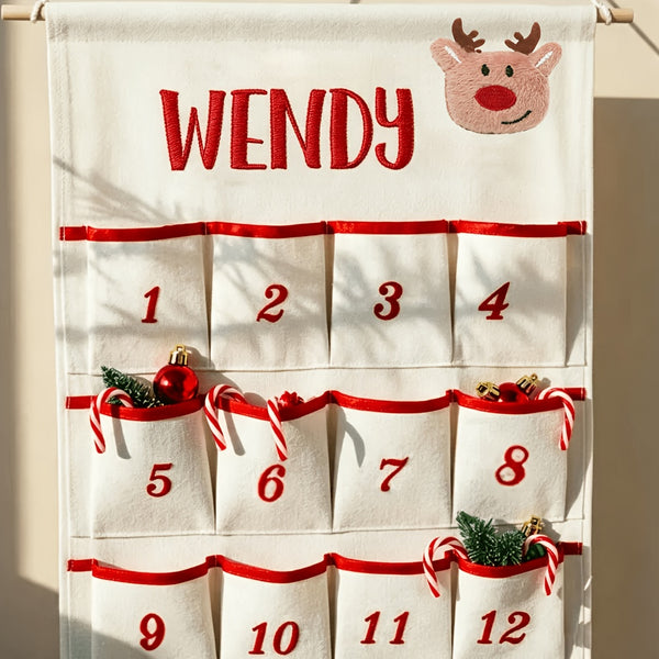 Personalized Advent Calendar with Custom Name, Hanging Christmas Countdown