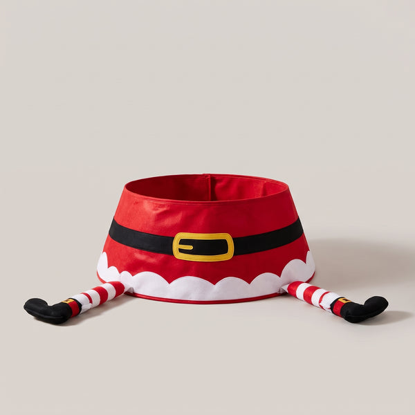 Christmas Tree Skirt, Foldable Felt Tree Collar, Footprint and Elf Print, for Artificial Trees