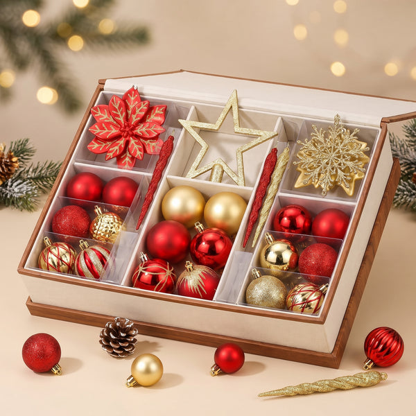Christmas Ornaments Ball Set, 106 Colorful Shatterproof Baubles, Tree & Wedding Decor