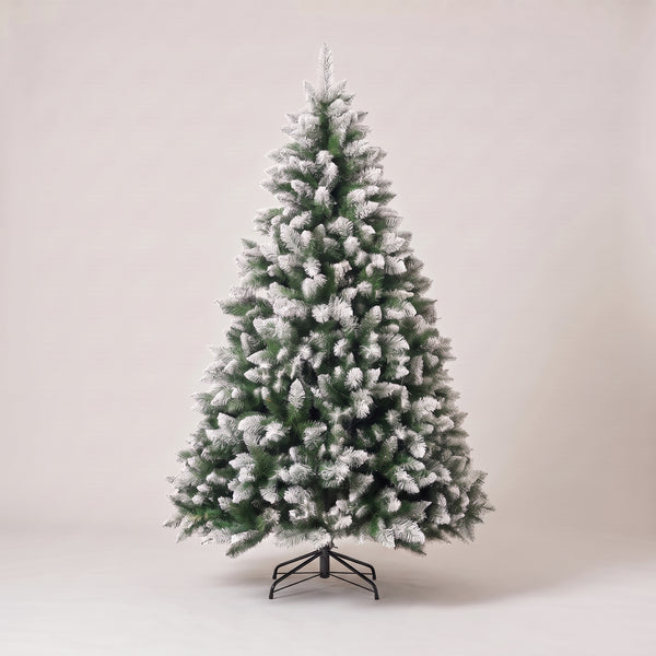 Frosted Christmas Tree, 7 or 8 ft, Green with White Tips, Tree Skirt Included
