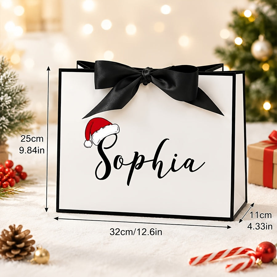 Hat shaped paper gift bag printed with a custom name