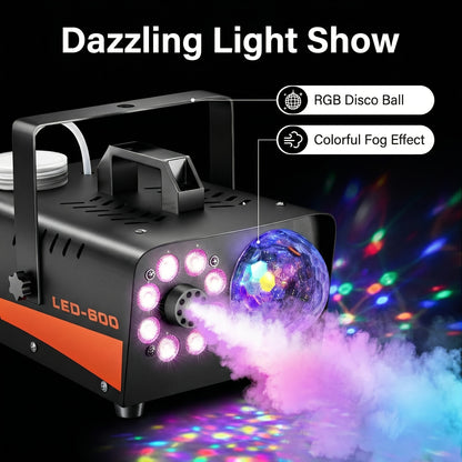 Close view of the fog nozzle on a 600W fog machine