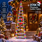 Outdoor Christmas Decorations, Climbing Santa Ladder Lights, 255 LED, Dimmable, USB Charging