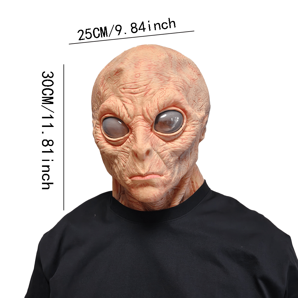 Flesh-tone alien mask with red veining in the latex