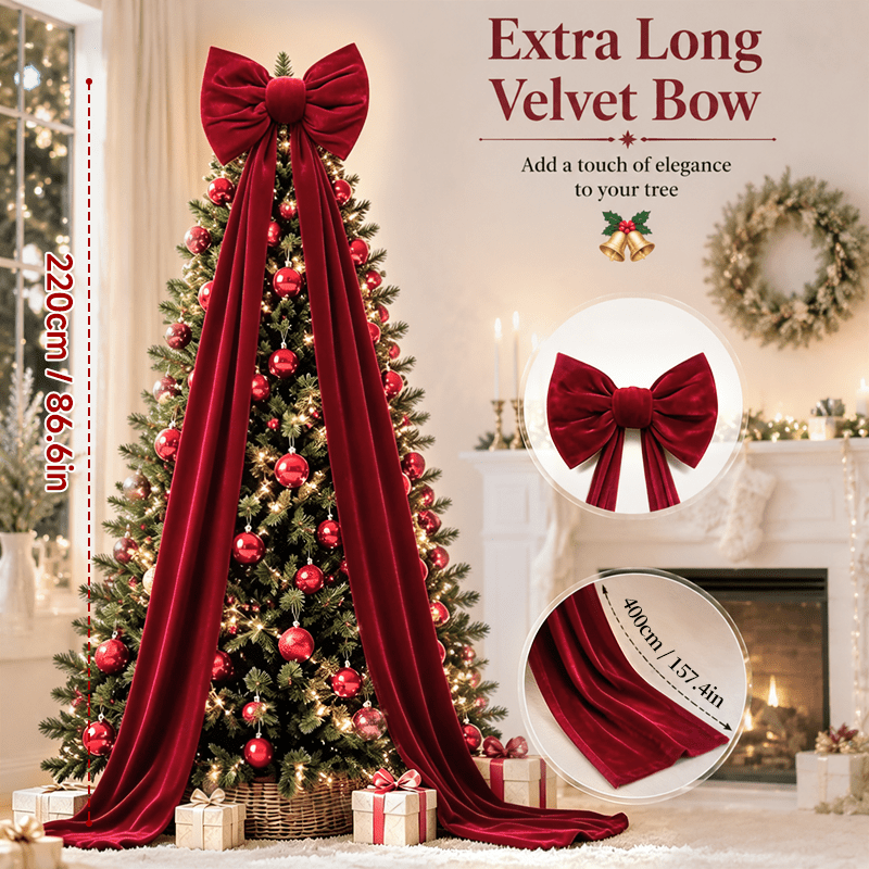Oversized red velvet bow in thickened three-dimensional velvet