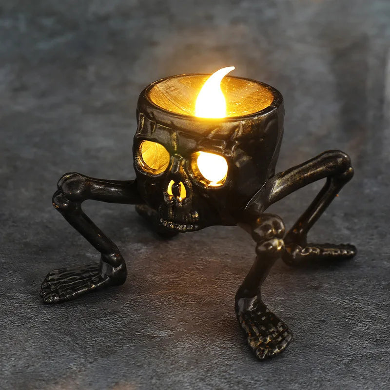 Halloween flameless tea light candles displayed on a table