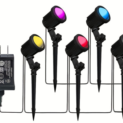Six-pack of RGB landscape spotlights