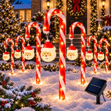 Eleven piece candy cane pathway light set shown in full
