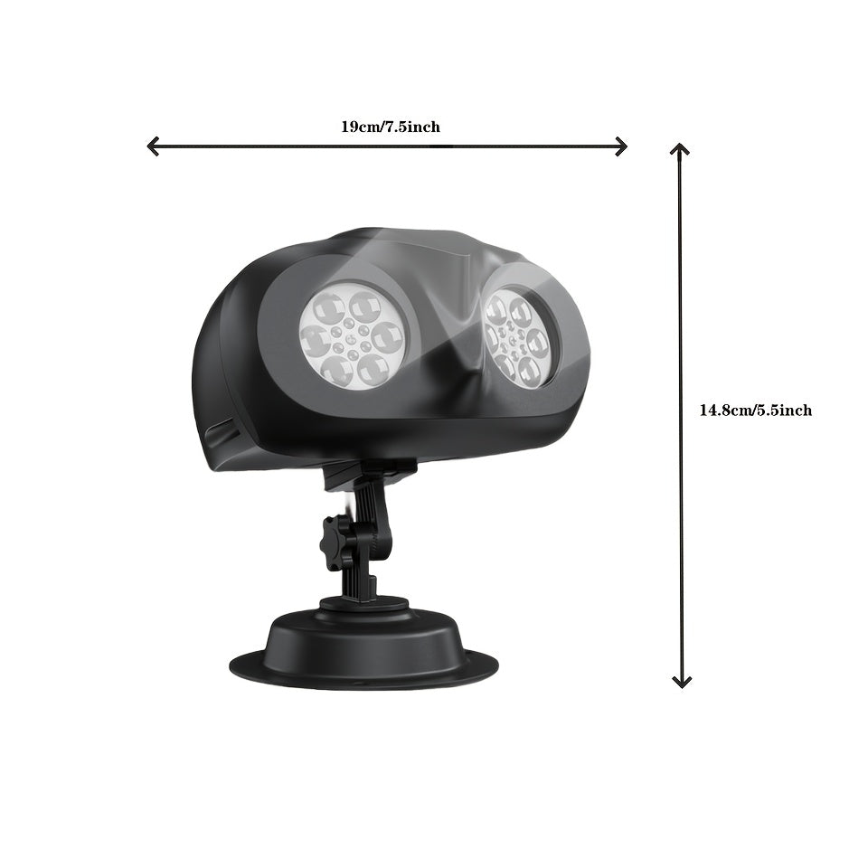 Snowflake projector with 180 degree rotating heads
