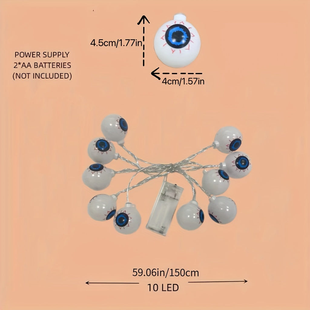 Halloween Eyeball String Lights - Battery-Powered Décor