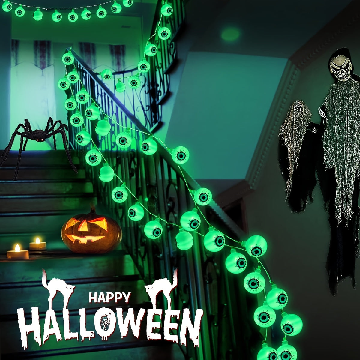 Solar Halloween Eyeball Lights - Outdoor Yard Decorations