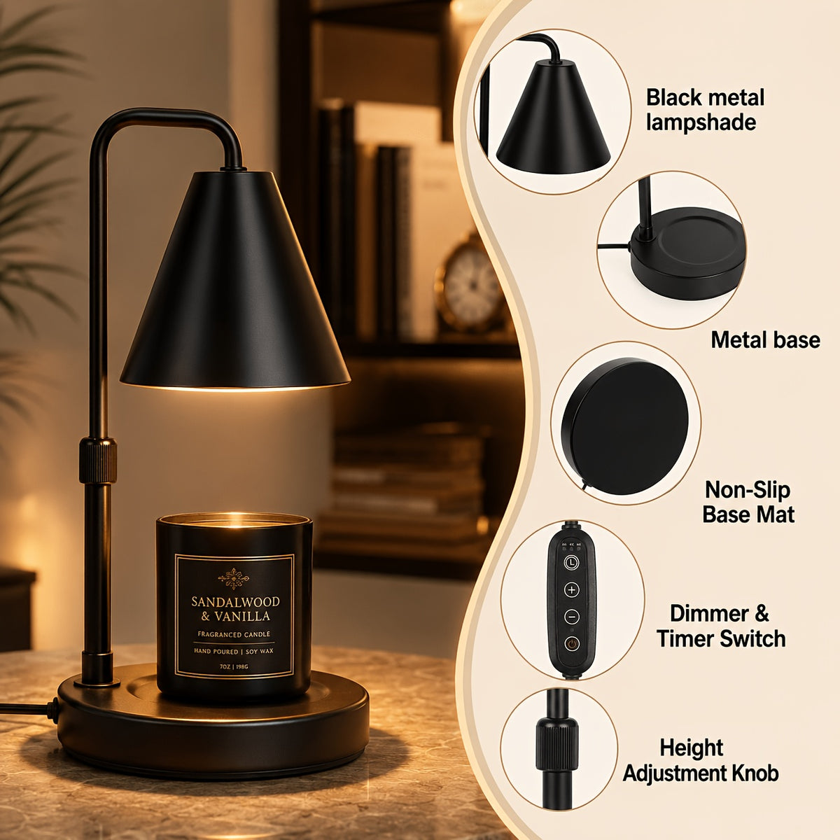 Candle warmer lamp melting a scented wax cube