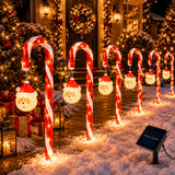 7/11pcs Solar Christmas Garden Light Set, IPX6 Outdoor Stake Lights with Santa Claus Ornaments, 8 Flashing Modes; Suitable for Courtyards, Residential Areas, Paths, Sidewalks, Driveways, Gardens, Walkways, Porches, And New Year Decor; 800 Lumens