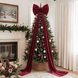 Extra large red velvet bow for a Christmas tree topper or front door