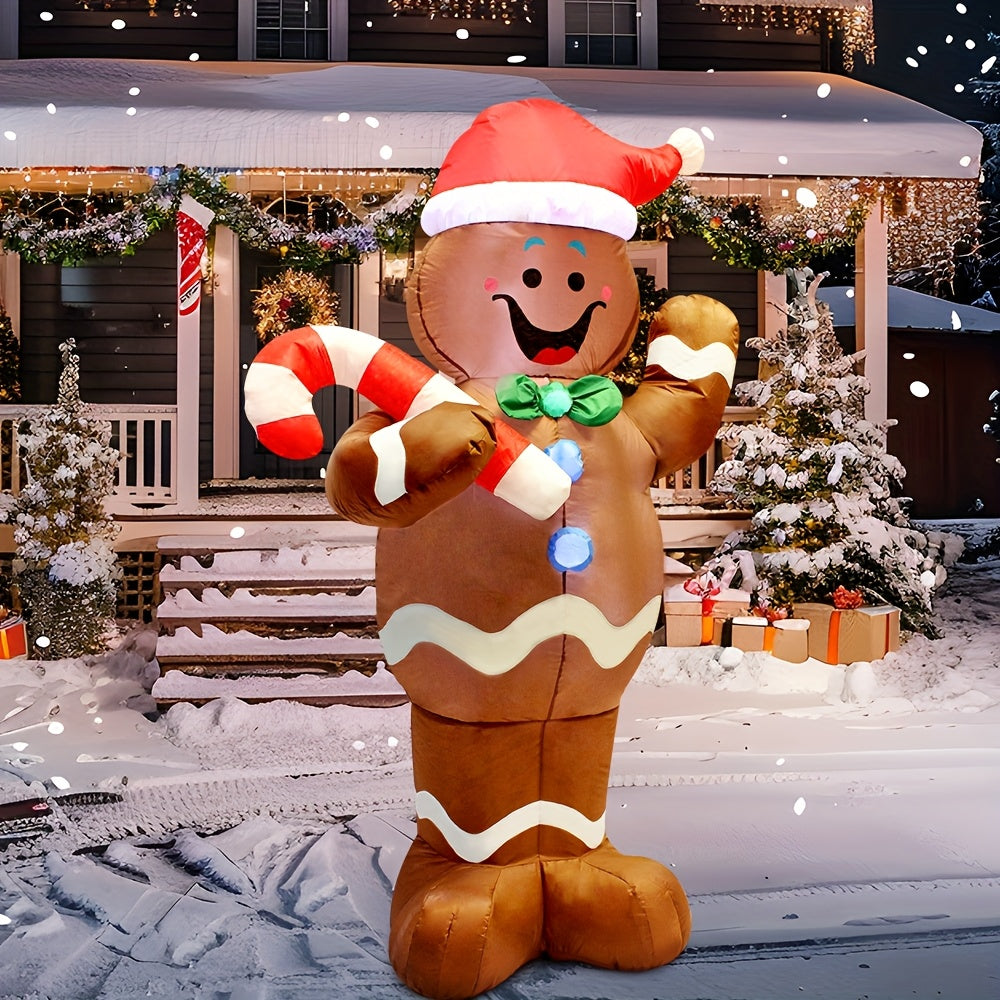 Gingerbread man blow up holding candy canes