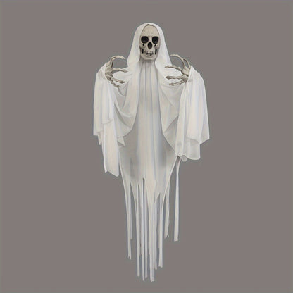 Hanging ghost shown in profile with the draped tail hanging loose