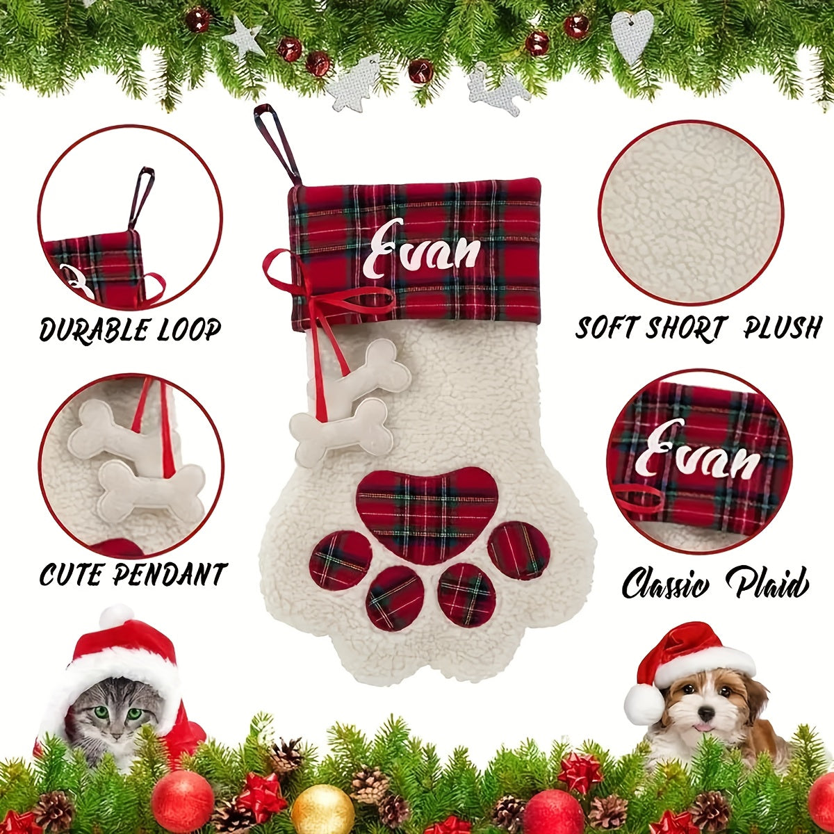 Red and green plaid sock bags together