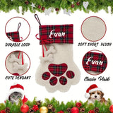 Red and green plaid sock bags together