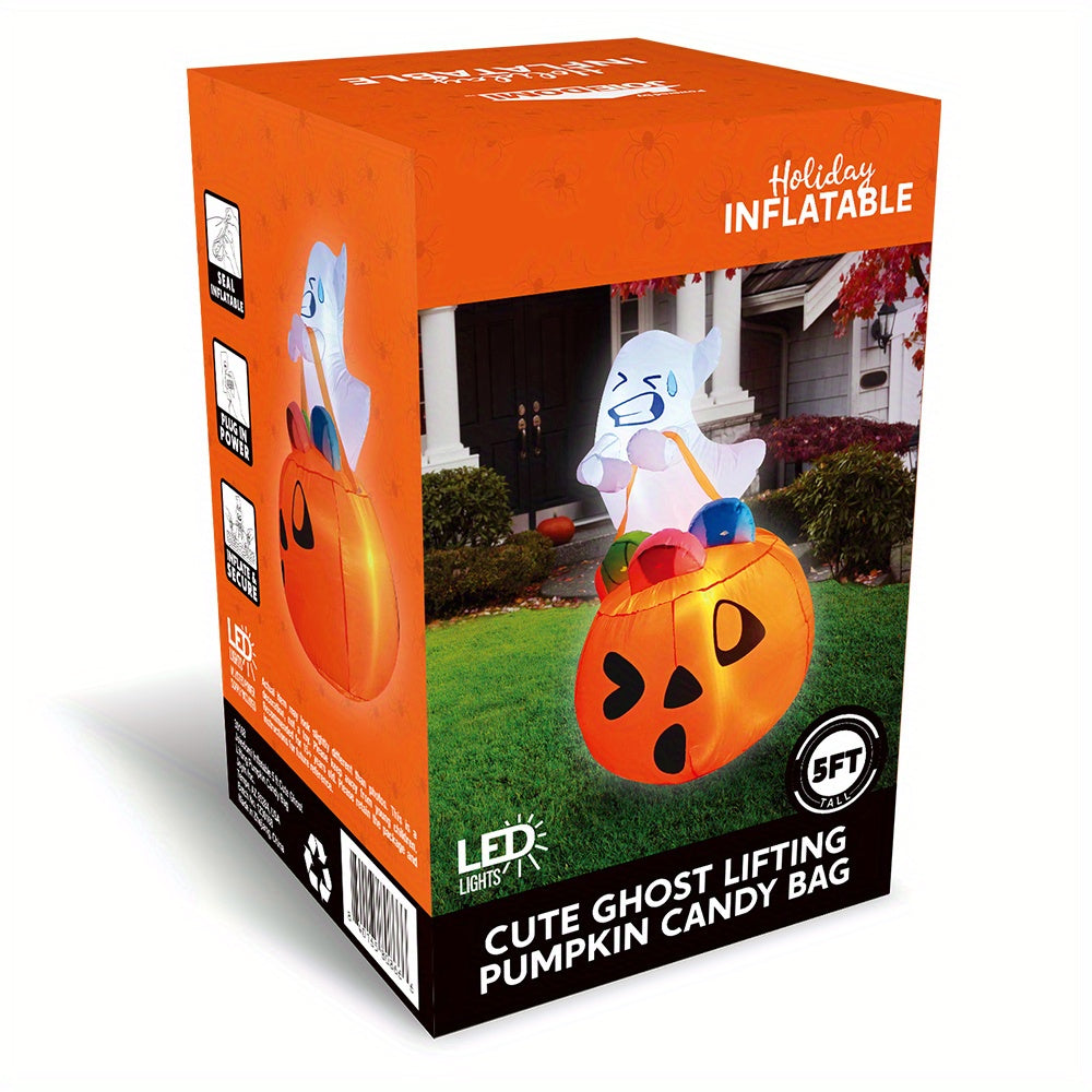 Inflatable pumpkin decoration shown at full height