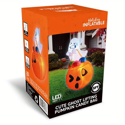Inflatable pumpkin decoration shown at full height