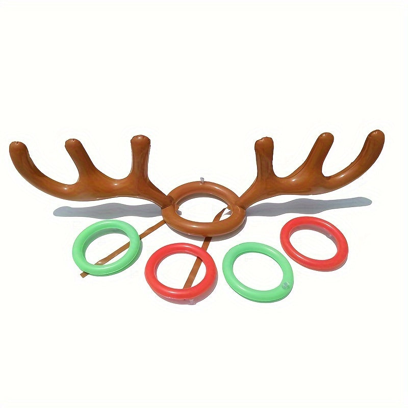 Rings mid-air during an antler ring toss game