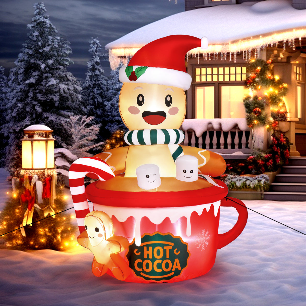 Gingerbread man Christmas inflatable for a porch
