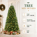Pre-Lit Christmas Tree, 4.5, 5.5 or 8 ft, Warm White Pine, Metal Frame