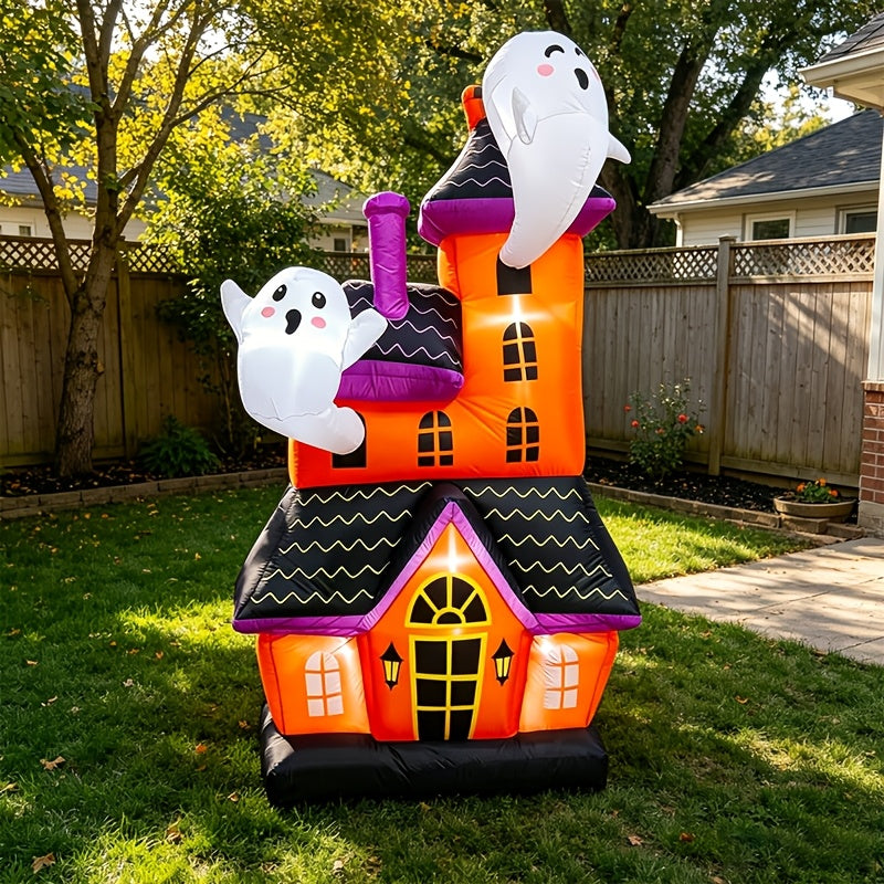 Ghost castle inflatable glowing from internal LEDs