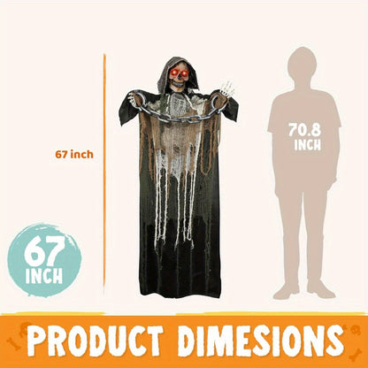 Freestanding grim reaper Halloween prop for yard and lawn