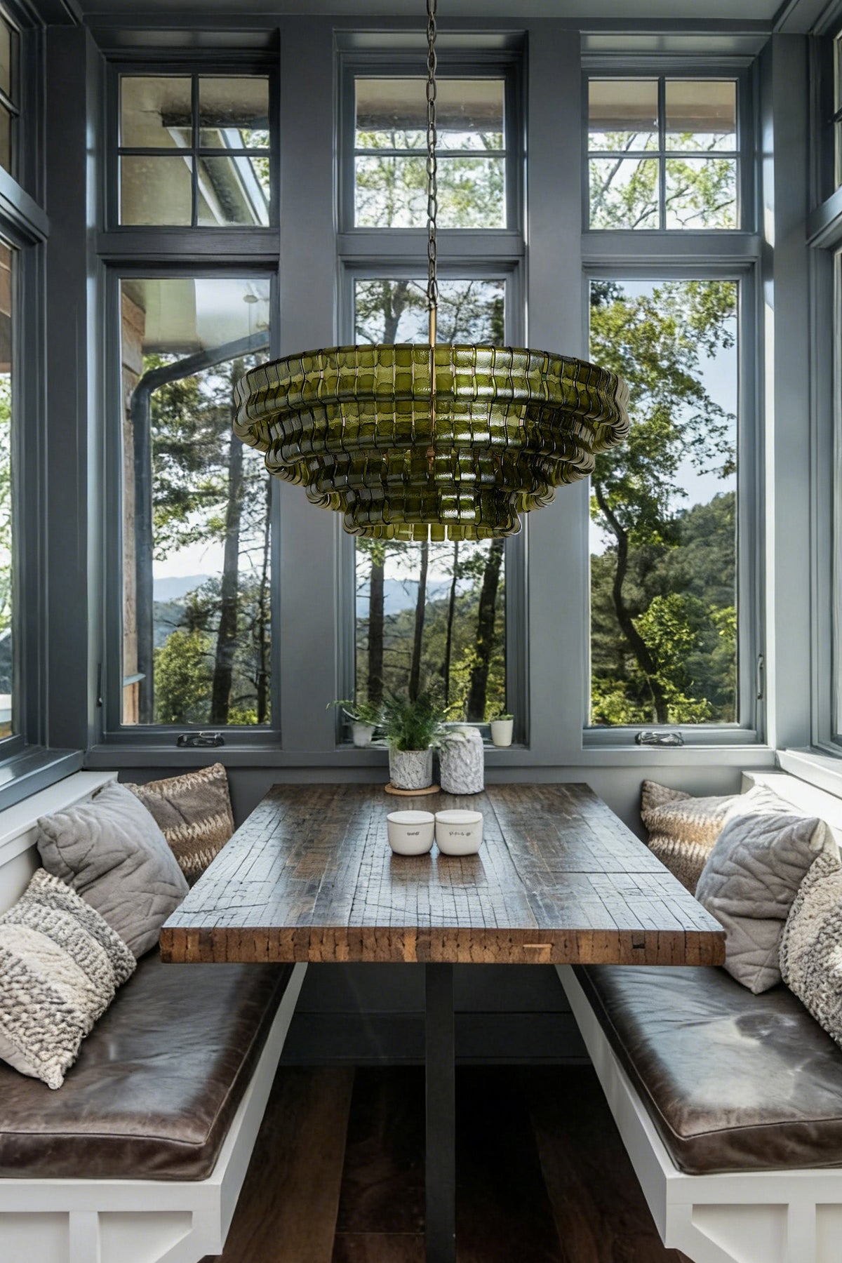 Lido Chandeliers, Round Glass Chandelier for Dining Room, Brass or Matte Black, 24-60 Inch