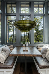 Lido Chandeliers, Round Glass Chandelier for Dining Room, Brass or Matte Black, 24-60 Inch