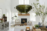 Lido Chandeliers, Round Glass Chandelier for Dining Room, Brass or Matte Black, 24-60 Inch
