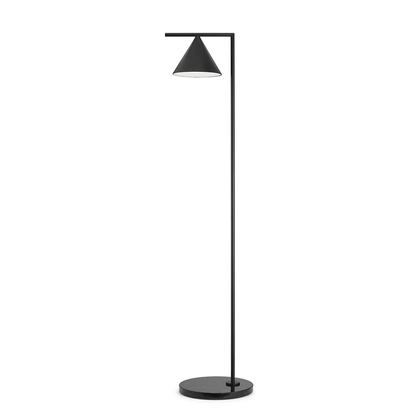 Captain Flint Modern Floor Lamp, Carrara Marble Base, Spinning Cone Diffuser, Foot Switch