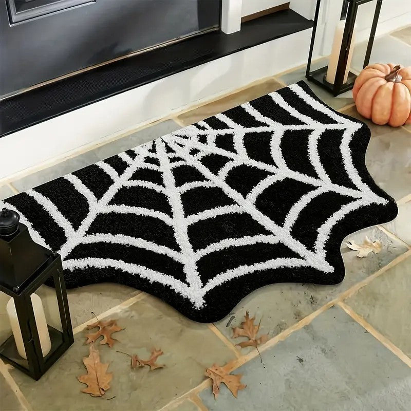Spiderweb Halloween Rug - Gothic Décor Floor Mat