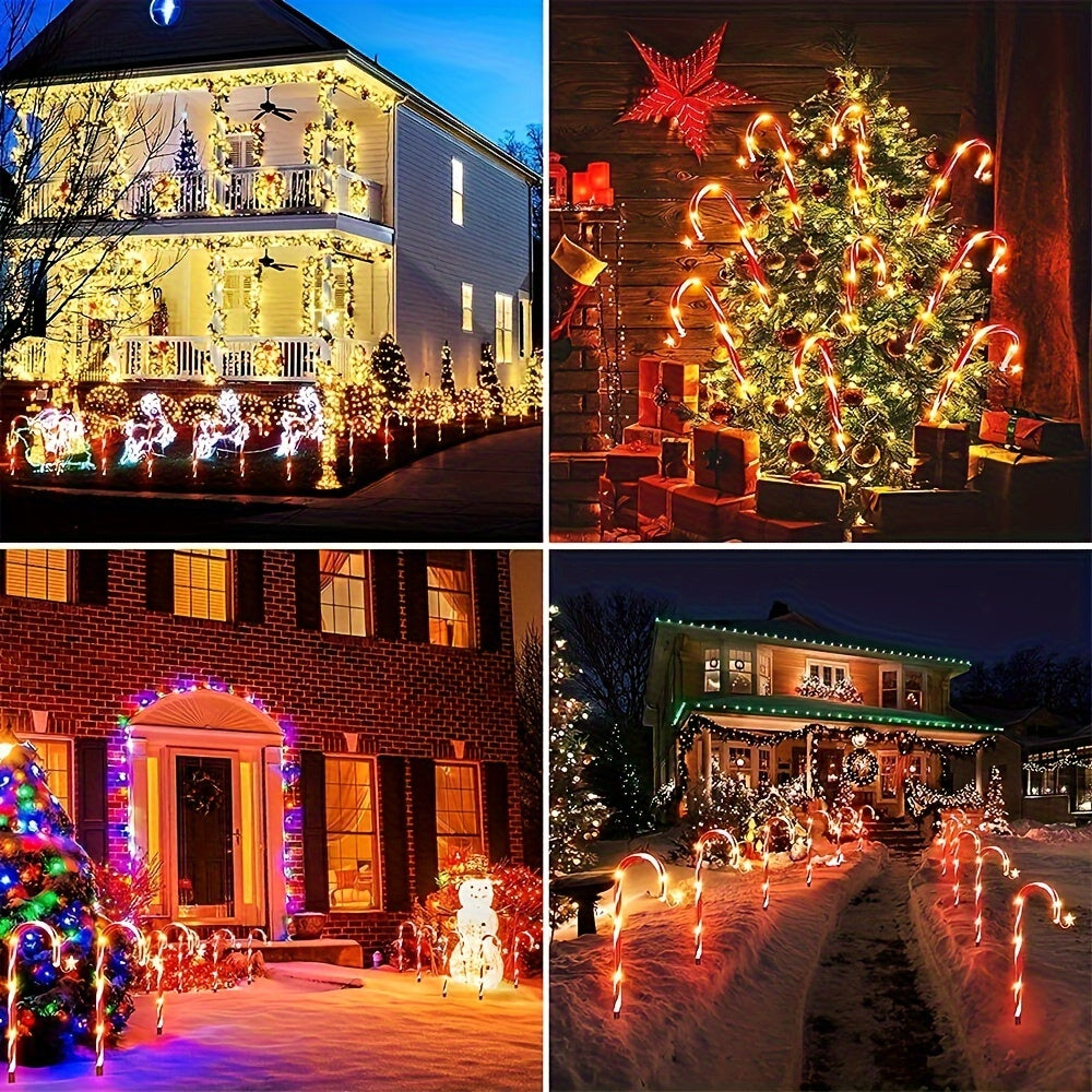 Twelve piece solar candy cane Christmas light set