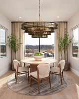 Skolva Modern Chandelier for Dining Room, Round Curved Glass, Brass or Matte Black Finish