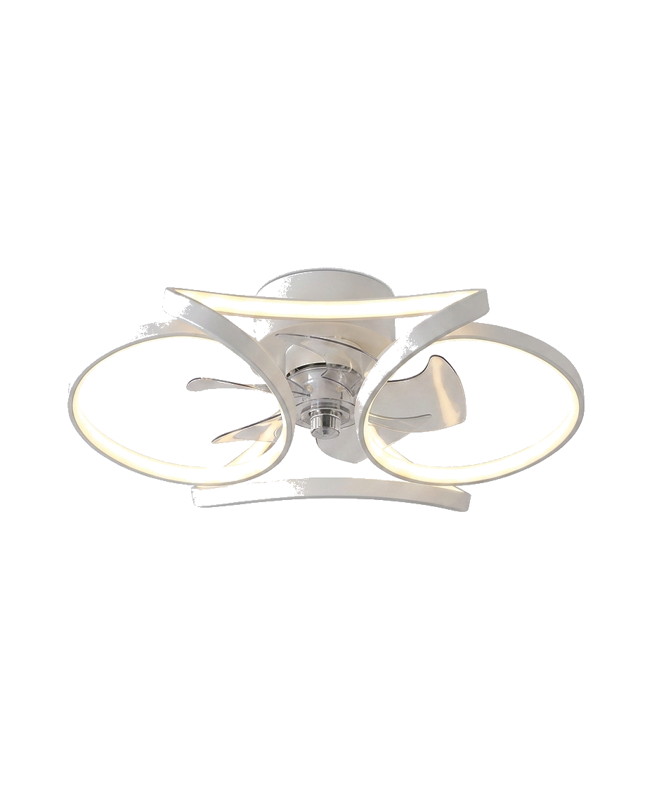 Corolla Ceiling Fan with Light, Sculptural LED Ring, Flush Mount, Dimmable Warm White