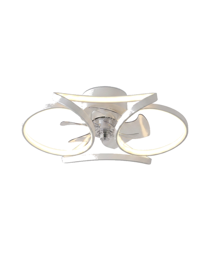 Corolla Ceiling Fan with Light, Sculptural LED Ring, Flush Mount, Dimmable Warm White