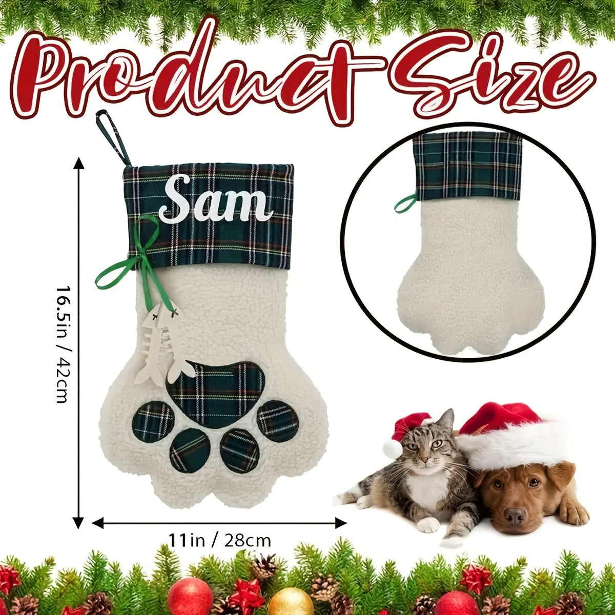 Plaid Christmas candy bag with custom name