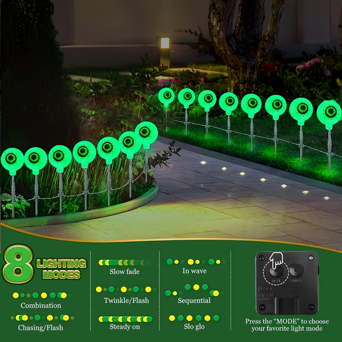 Solar Halloween Eyeball Lights - Outdoor Yard Decorations