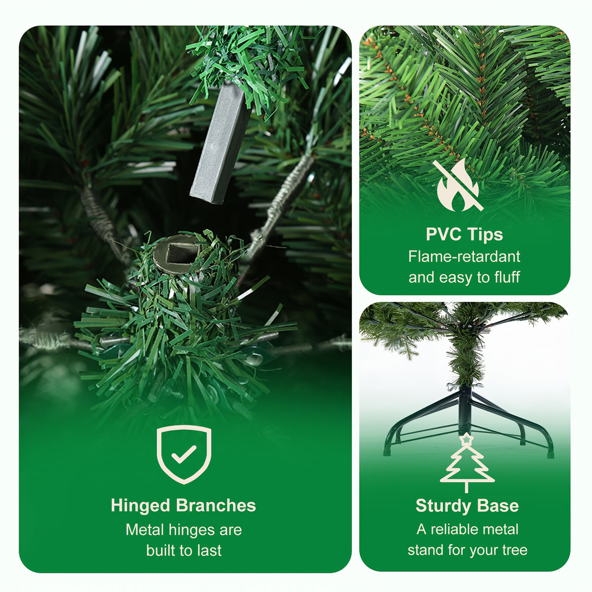 7 ft or 8 ft artificial Christmas tree on a collapsible base