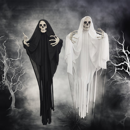 Large Hanging Ghost Decoration, Black or White, Scary Halloween Decor