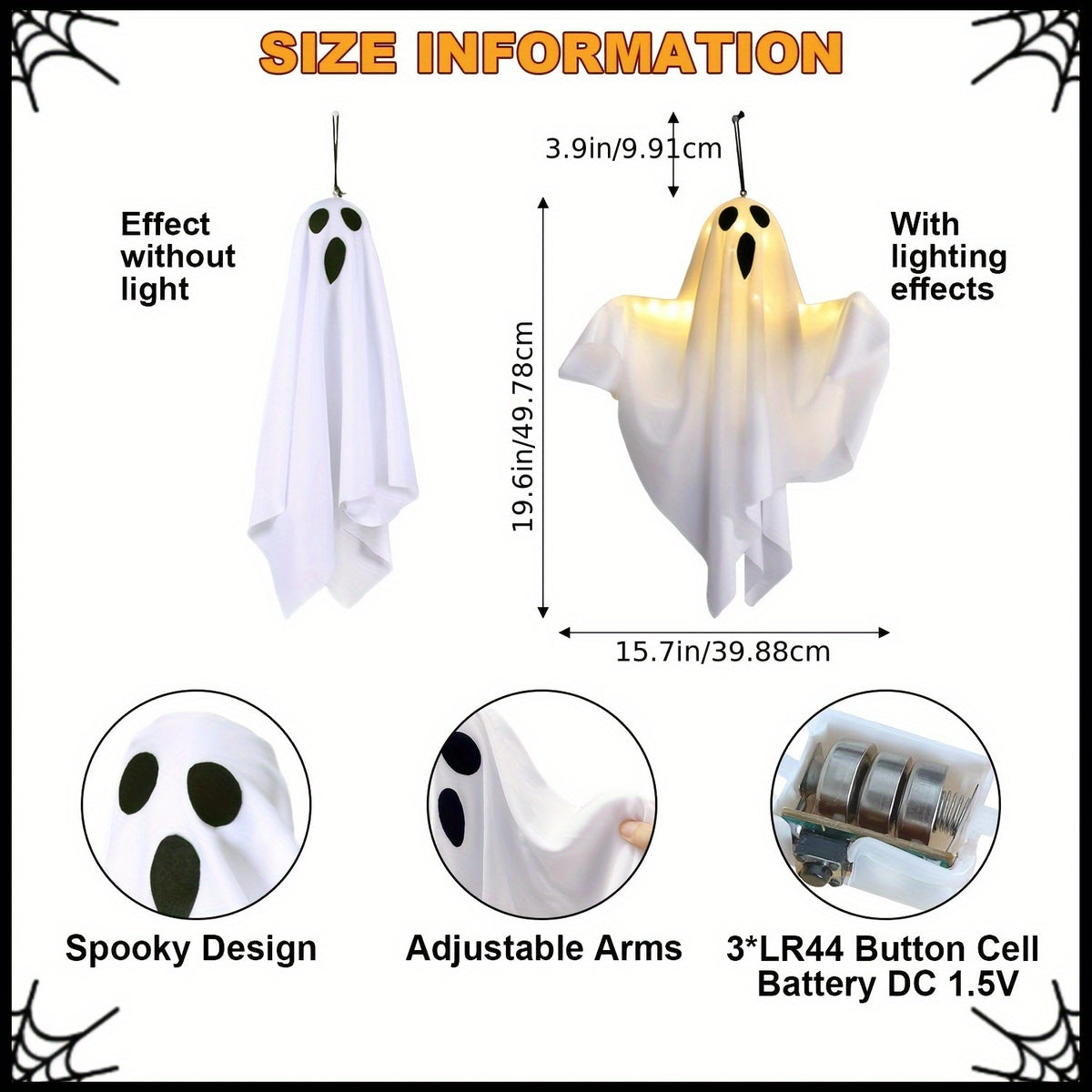 Hanging ghosts glowing after dark