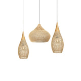 Rattan Pendant Light, Woven Braided Hanging Lamp for Kitchen Island, Dining Room, 10 Sizes