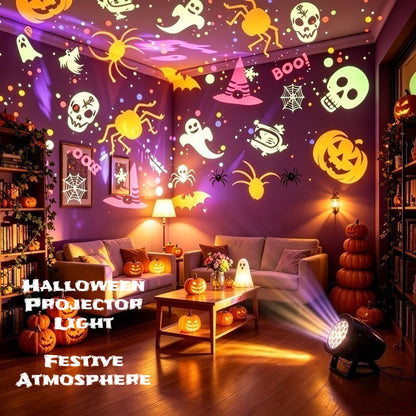 Halloween projector light plugged into a USB power source